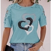 T shirt Tee Femme Décontractée Fin de semaine Peinture Couple Cœur Manches Courtes Découpé Imprimer Col Rond basique Vert Blanche Noir Hauts Standard S miniinthebox