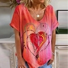 T shirt Tee Femme Décontractée Fin de semaine Peinture Couple Cœur Manches Courtes Imprimer Col en U basique Vert Rouge Hauts Standard S / 3D effet miniinthebox
