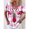 T shirt Tee Femme Décontractée Fin de semaine Peinture Floral Fruit Animal Manches Courtes Imprimer Col en V basique Blanche Noir Bleu Hauts Standard S / 3D effet miniinthebox