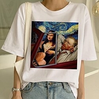 T shirt Tee Femme Décontractée Fin de semaine Peinture Graphic Manches Courtes Imprimer Col Rond basique Vert Blanche Bleu Hauts Standard S miniinthebox