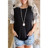 T shirt Tee Femme Décontractée Fin de semaine Peinture Léopard Manches Courtes Garniture en dentelle Imprimer Col Rond basique Noir Rose Claire Hauts Standard S miniinthebox