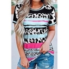 T shirt Tee Femme Décontractée Fin de semaine Peinture Léopard Manches Courtes Imprimer Col en V basique Bleu Gris Bleu clair Hauts Standard S / 3D effet miniinthebox