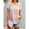 T shirt Tee Femme Décontractée Fin de semaine Peinture Pois Manches Courtes Garniture en dentelle Imprimer Col Rond basique Vert Blanche Noir Hauts Standard S / 3D effet miniinthebox
