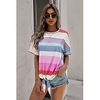 T shirt Tee Femme Décontractée Fin de semaine Peinture Rayé Bloc de couleur Manches Courtes Imprimer Col Rond basique Violet Rose Claire Hauts Standard S miniinthebox