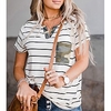 T shirt Tee Femme Décontractée Fin de semaine Peinture Rayé camouflage Manches Courtes Poche Imprimer Col en V basique Blanche Hauts Standard S miniinthebox