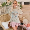 T shirt Tee Femme Décontractée Fin de semaine Peinture Texte Animal Manches Courtes Imprimer Col Rond basique Gris Hauts Standard S miniinthebox