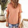 T shirt Tee Femme Décontractée Fin de semaine Plein Manches Courtes A Volants Col en V basique Rose Claire Hauts Standard S miniinthebox