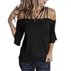 T shirt Tee Femme Décontractée Fin de semaine Plein Manches Courtes Accueil froid Epaules Dénudées basique Blanche Noir Gris Hauts Standard S miniinthebox