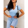 T shirt Tee Femme Décontractée Fin de semaine Plein Manches Courtes Col en V basique Noir Bleu Rose Claire Hauts Standard S miniinthebox