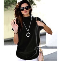 T shirt Tee Femme Décontractée Fin de semaine Plein Manches Courtes Col Haut basique Vert Blanche Noir Hauts Standard S miniinthebox