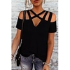T shirt Tee Femme Décontractée Fin de semaine Plein Manches Courtes Découpé Col en V basique Noir Hauts Standard S miniinthebox