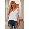 T shirt Tee Femme Décontractée Fin de semaine Plein Manches Courtes Dentelle Patchwork Col en V basique Blanche Noir Gris Hauts Standard S miniinthebox