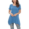 T shirt Tee Femme Décontractée Fin de semaine Plein Manches Courtes Tunique fluide Col Rond basique Bleu Violet Vin Hauts Standard S miniinthebox
