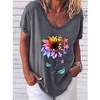 T shirt Tee Femme Décontractée Vacances Fin de semaine Fleur Peinture Spot Multicouleur Manches Courtes Imprimer Col en V basique Blanche Noir Bleu Hauts Standard S miniinthebox