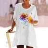 T shirt Tee Femme Décontractée Vacances Fin de semaine Fleur Peinture Spot Multicouleur Manches Courtes Imprimer Col Rond basique Blanche Gris Jaune Hauts Standard S miniinthebox