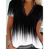 T shirt Tee Femme du"idien Graphic Manches Courtes Garniture en dentelle Imprimer Col en V basique Noir Hauts Ample S / 3D effet miniinthebox