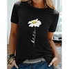 T shirt Tee Femme du"idien Sortie Fleur Marguerite Graphic Marguerite Manches Courtes Imprimer Col Rond basique Noir Hauts Standard 100% Coton S miniinthebox