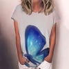 T shirt Tee Femme Intérieur Décontractée du"idien Papillon Plantes Manches Courtes Imprimer Col Rond Rétro Vintage Blanche Bleu Violet Hauts Standard S / 3D effet miniinthebox