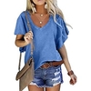 T shirt Tee Femme Intérieur Décontractée du"idien Plein Couleur Pleine Manches Courtes Col en V basique Décontractée du"idien Blanche Noir Bleu Hauts S miniinthebox