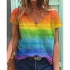 T shirt Tee Femme Intérieur du"idien Fierté LGBT à imprimé arc-en-ciel Manches Courtes Col en V basique Arc-en-ciel Hauts Standard S / 3D effet miniinthebox