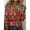 T shirt Tee Femme Rouge Floral Manches Longues Intérieur Casual basique Ethnique Col Rond Normal S miniinthebox