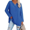 T shirt Tee Femme Vert Bleu Violet Plein Manches Longues Casual Fin de semaine basique Col V Normal Coton Standard S miniinthebox