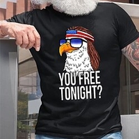 T shirt Tee Homme Estampage à chaud Bande dessinée Graphic Aigle Col Ras du Cou Imprimer Manches Courtes Plein Air Décontractée du"idien Standard Mélange de Coton basique Mode Classique miniinthebox