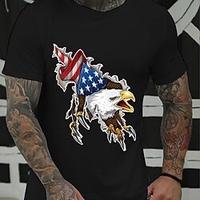 T shirt Tee Homme Estampage à chaud Graphic Drapeau National Col Ras du Cou Imprimer Manches Courtes Décontractée du"idien Extérieur Standard Mélange de Coton Mode Rétro Vintage Designer miniinthebox