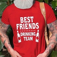 T shirt Tee Homme Estampage à chaud Graphic Lettre Col Ras du Cou Imprimer Manches Courtes Plein Air Décontractée du"idien Standard Mélange de Coton basique Mode Classique miniinthebox