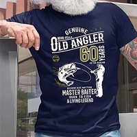 T shirt Tee Homme Estampage à chaud Graphic Poissons Lettre Col Ras du Cou Imprimer Manches Courtes Plein Air Décontractée du"idien Standard Mélange de Coton basique Mode Classique miniinthebox