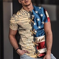 T shirt Tee Homme Unisexe 3D effet Bloc de couleur Imprimés Photos Drapeau National Col Ras du Cou Imprimer Manches Courtes Plein Air du"idien Vacances Standard Polyester Décontractée Designer miniinthebox