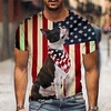 T shirt Tee Homme Unisexe 3D effet Chien Imprimés Photos Drapeau National Col Ras du Cou Imprimer Manches Courtes Plein Air du"idien Vacances Standard Polyester Design Décontractée Grand et grand miniinthebox