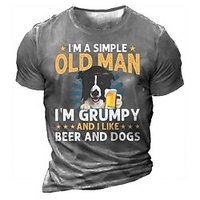 T shirt Tee Homme Unisexe 3D effet Chien Imprimés Photos Lettre Col Ras du Cou Imprimer Manches Courtes Plein Air du"idien Vacances Standard Polyester Décontractée Rétro Vintage Designer miniinthebox