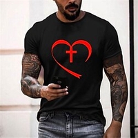 T shirt Tee Homme Unisexe 3D effet Cœur Imprimés Photos Col Ras du Cou Imprimer Manches Courtes Plein Air du"idien Vacances Standard Polyester Décontractée Designer Grand et grand miniinthebox