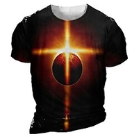T shirt Tee Homme Unisexe 3D effet Galaxie Imprimés Photos Interstellaire Col Ras du Cou Imprimer Manches Courtes Plein Air du"idien Vacances Standard Polyester Design Décontractée Rétro Vintage miniinthebox