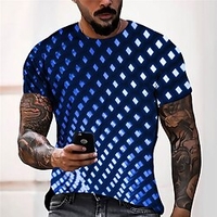 T shirt Tee Homme Unisexe 3D effet Géométrique Imprimés Photos Col Ras du Cou Imprimer Manches Courtes Plein Air du"idien Vacances Standard Polyester Décontractée Designer Grand et grand miniinthebox