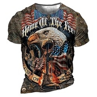 T shirt Tee Homme Unisexe 3D effet Graphic Aigle Col Ras du Cou Imprimer Manches Courtes Plein Air du"idien Vacances Standard Polyester Design Décontractée Rétro Vintage / Eté miniinthebox