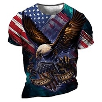 T shirt Tee Homme Unisexe 3D effet Graphic Aigle Col Ras du Cou Imprimer Manches Courtes Plein Air du"idien Vacances Standard Polyester Design Décontractée Rétro Vintage / Eté miniinthebox