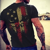 T shirt Tee Homme Unisexe 3D effet Graphic Drapeau américain Col Ras du Cou Imprimer Manches Courtes Plein Air du"idien Vacances Standard Polyester Design Décontractée Rétro Vintage / Eté miniinthebox