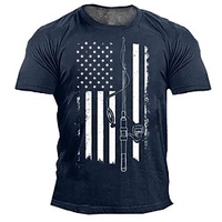 T shirt Tee Homme Unisexe 3D effet Graphic Drapeau américain Col Ras du Cou Imprimer Manches Courtes Plein Air du"idien Vacances Standard Polyester Design Décontractée Rétro Vintage / Eté miniinthebox