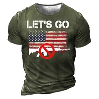 T shirt Tee Homme Unisexe 3D effet Graphic Drapeau américain Lettre Col Ras du Cou Imprimer Manches Courtes Plein Air du"idien Vacances Standard Polyester Design Décontractée Rétro Vintage / Eté miniinthebox