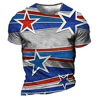 T shirt Tee Homme Unisexe 3D effet Graphic Etoile Col Ras du Cou Imprimer Manches Courtes Plein Air du"idien Vacances Standard Polyester Design Décontractée Rétro Vintage / Eté miniinthebox