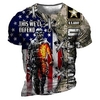 T shirt Tee Homme Unisexe 3D effet Graphic Humain Drapeau américain Col Ras du Cou Imprimer Manches Courtes Plein Air du"idien Vacances Standard Polyester Design Décontractée Rétro Vintage / Eté miniinthebox