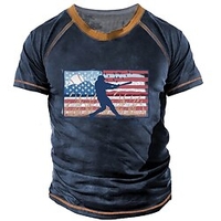 T shirt Tee Homme Unisexe 3D effet Graphic Shadow Drapeau américain Col Ras du Cou Imprimer Manches Courtes Plein Air du"idien Vacances Standard Polyester Design Décontractée Grand et grand / Eté miniinthebox