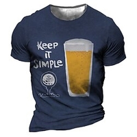 T shirt Tee Homme Unisexe 3D effet Graphic Verre de vin Col Ras du Cou Imprimer Manches Courtes Plein Air du"idien Vacances Standard Polyester Design Décontractée Grand et grand / Eté miniinthebox