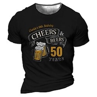 T shirt Tee Homme Unisexe 3D effet Graphic Verre de vin Lettre Col Ras du Cou Imprimer Manches Courtes Plein Air du"idien Vacances Standard Polyester Design Décontractée Grand et grand / Eté miniinthebox