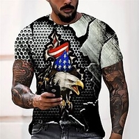 T shirt Tee Homme Unisexe 3D effet Imprimés Photos Aigle Col Ras du Cou Imprimer Manches Courtes Plein Air du"idien Vacances Standard Polyester Décontractée Designer Grand et grand miniinthebox