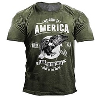 T shirt Tee Homme Unisexe 3D effet Imprimés Photos Aigle Col Ras du Cou Imprimer Manches Courtes Plein Air du"idien Vacances Standard Polyester Design Décontractée Rétro Vintage / Eté miniinthebox