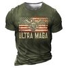 T shirt Tee Homme Unisexe 3D effet Imprimés Photos Aigle Drapeau National Col Ras du Cou Imprimer Manches Courtes Plein Air du"idien Vacances Standard Polyester Décontractée Rétro Vintage Designer miniinthebox