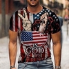 T shirt Tee Homme Unisexe 3D effet Imprimés Photos Aigle Drapeau National Col Ras du Cou Imprimer Manches Courtes Plein Air du"idien Vacances Standard Polyester Design Décontractée Grand et grand miniinthebox